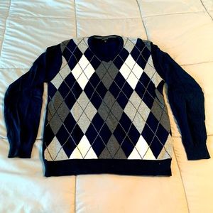 Structure Mens Argyle V-Neck Sweater. Size Medium